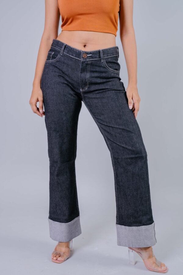 Charcoal Chic: High Rise Charcoal Straight Leg Jeans